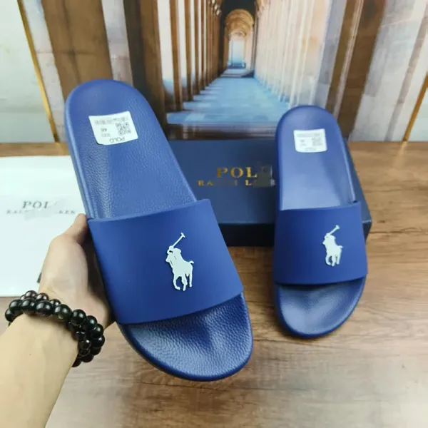 Polo Ralph Lauren Big Pony Slide Sandals Navy Blue Slippers - 1