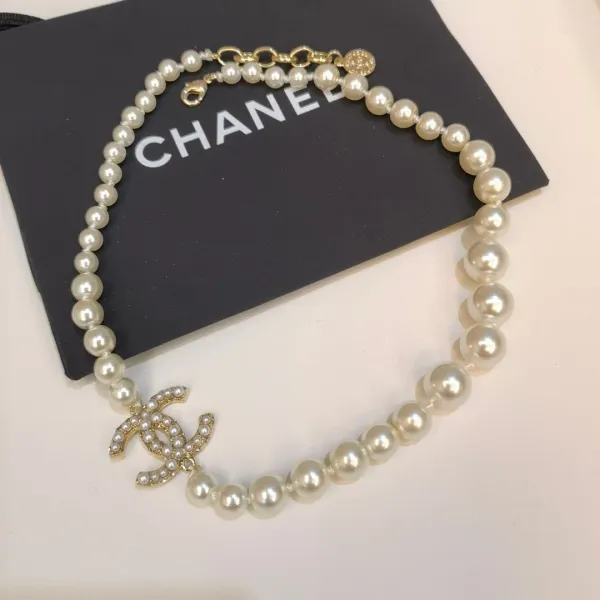 Chanel Pearl CC Logo Necklace White Jewelry - 1