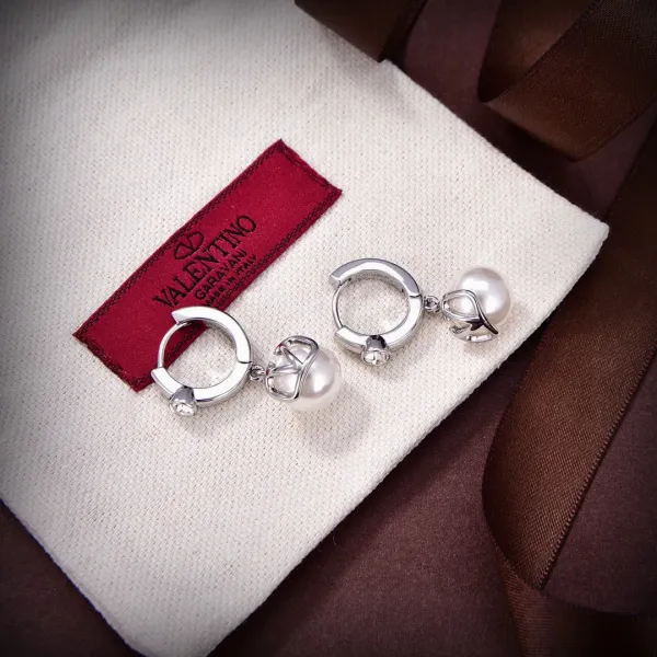 Valentino Garavani Pearl Hoop Earrings Silver Jewelry - 1