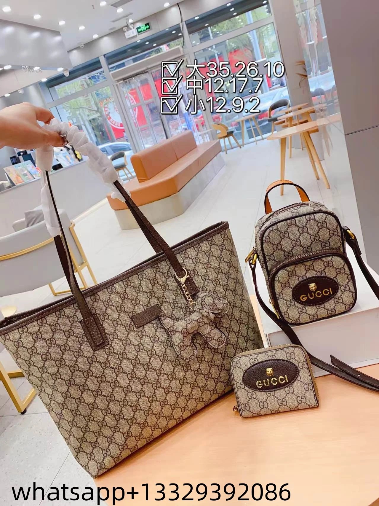 Gucci Floral Print Tote Bag with Dior Oblique Makeup Pouches Set White Purple Multicolor Handbags - 17