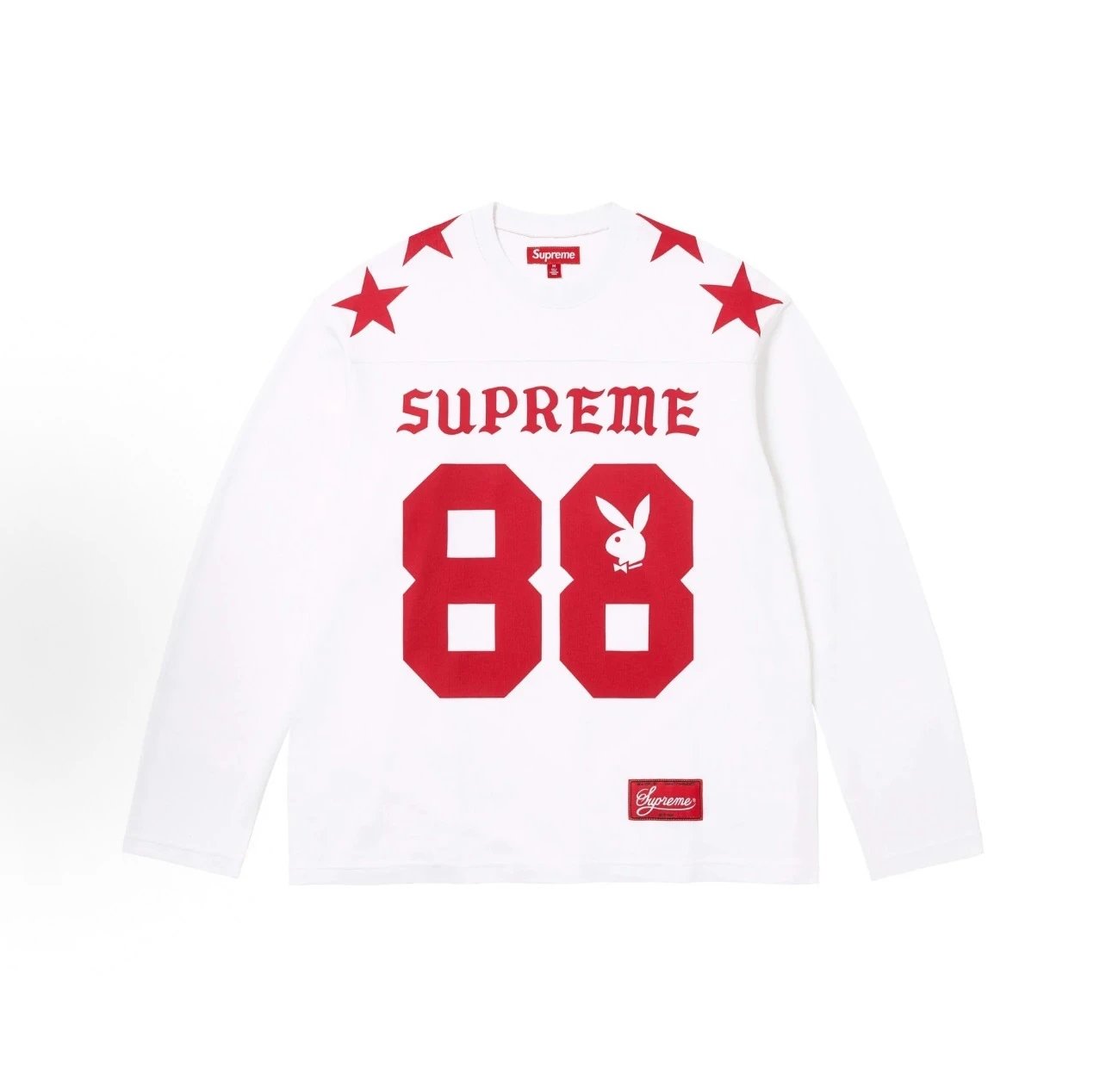 Supreme x Playboy 2011 Stars 88 Long-Sleeve Football Jersey White
