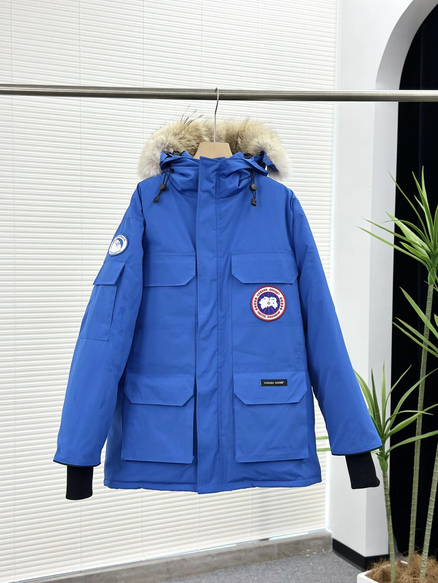 Canada Goose PBI Expedition Down Jacket Fur Hood Blue