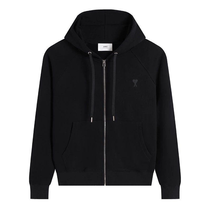 DU， 10.28-2025 autumn/winter new shoulder zipper hooded cardigan sweatshirt
