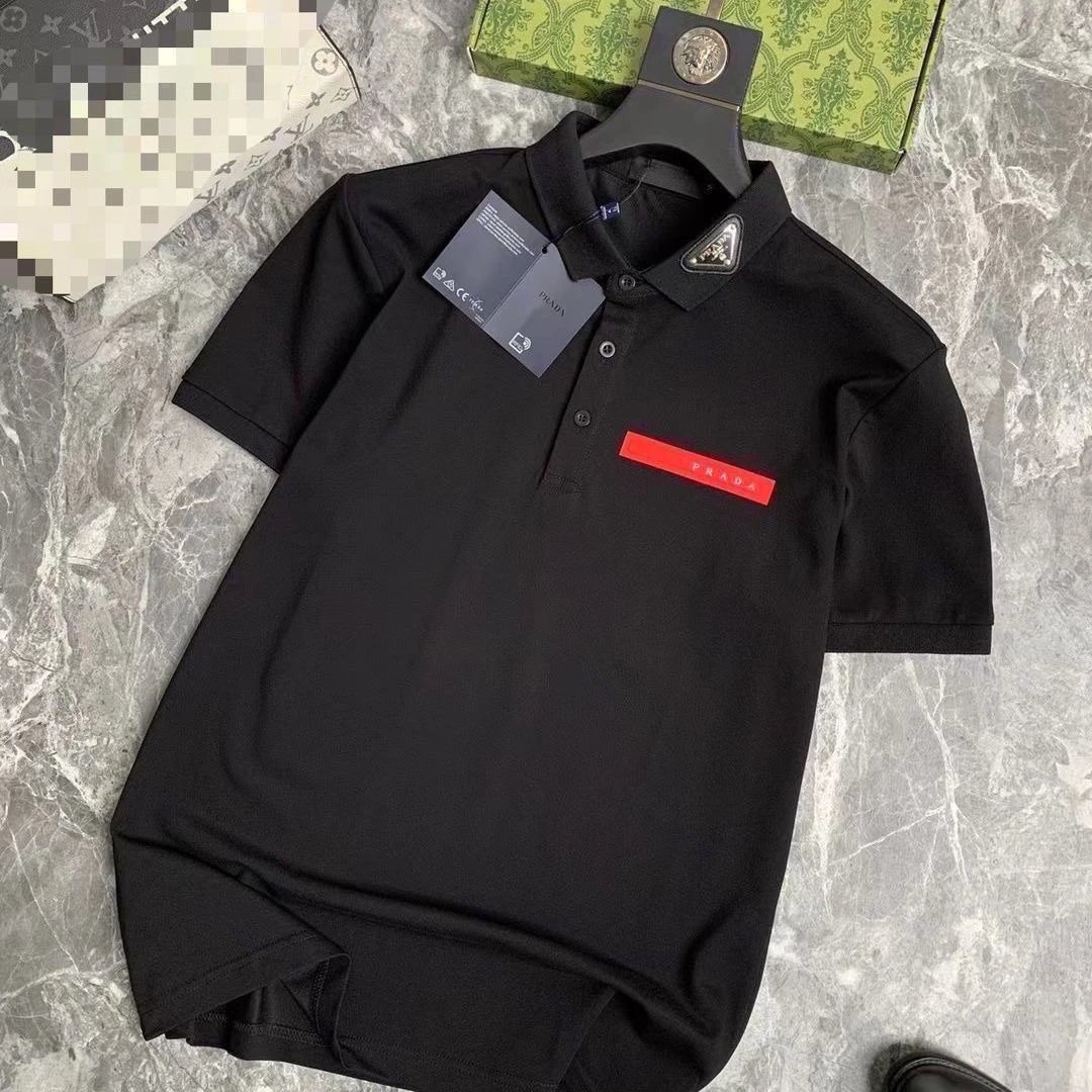 Prada Shirts Short-Sleeve Polo Shirt with Triangle Logo Patch — 2