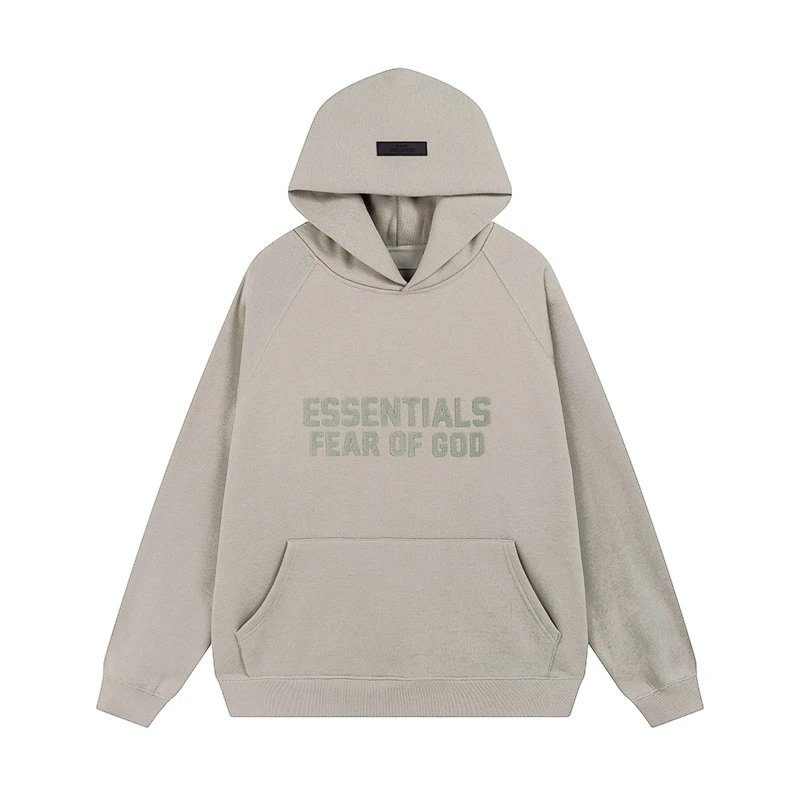 hot selling+27植绒 ESSENTIALS第八季复线高街宽松印花情侣加绒连帽卫衣外套