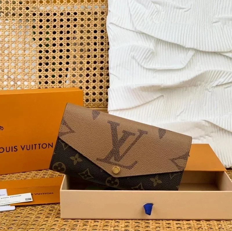 Louis Vuitton Monogram Canvas Long Wallet in Brown and Black