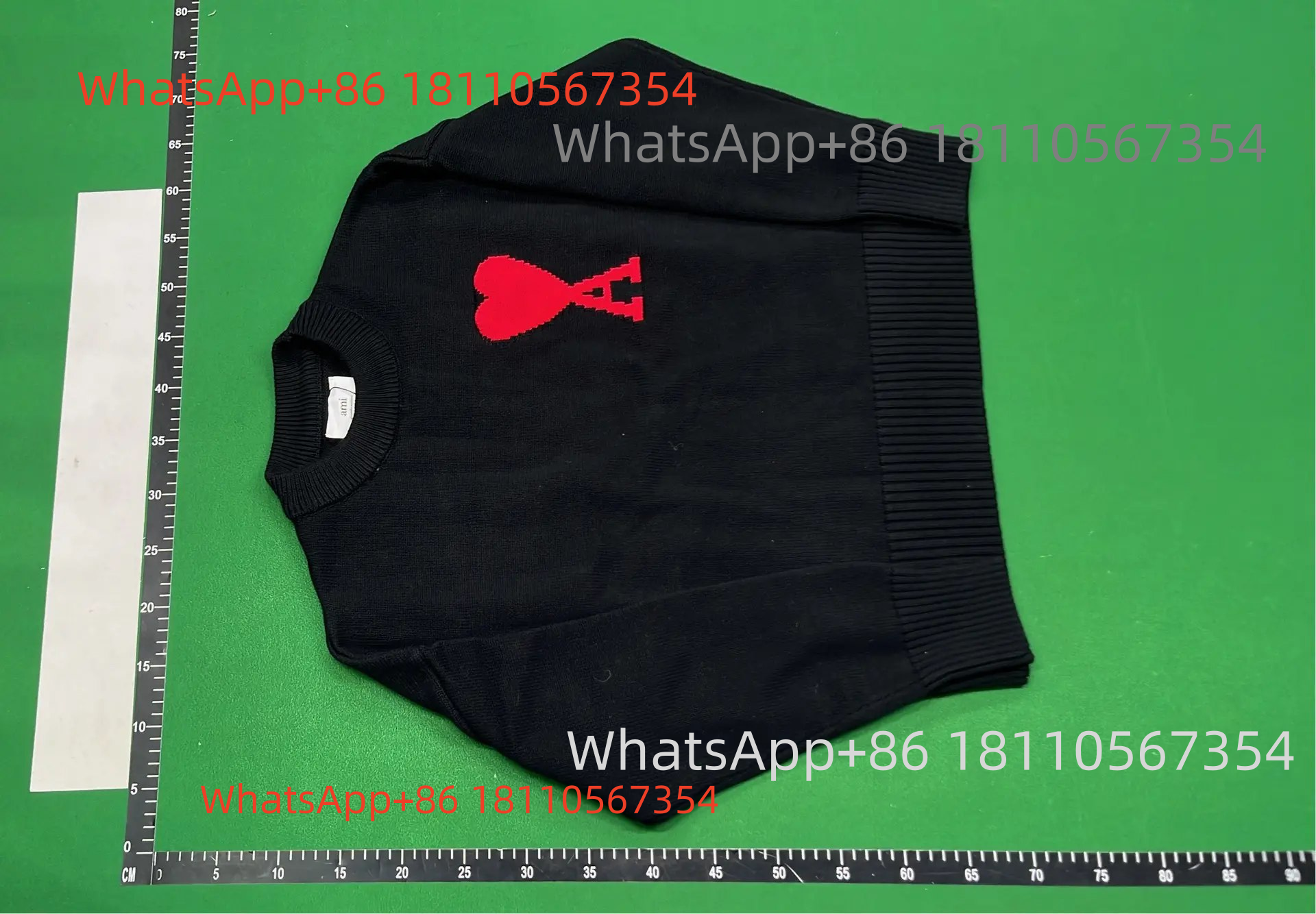 AMI Black Sweater with Red Heart