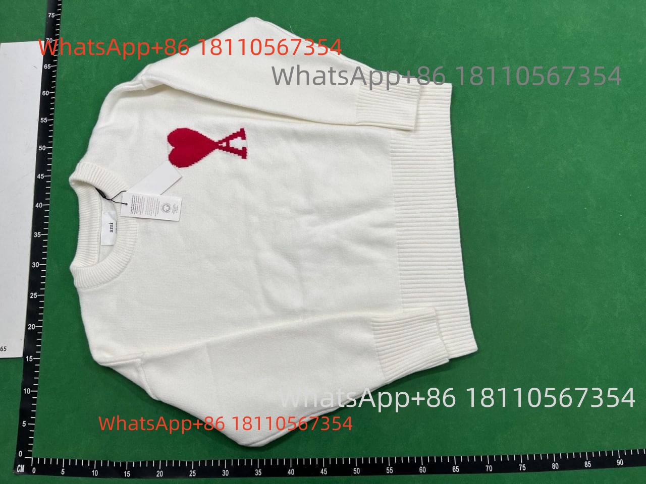 AMI White Sweater with Red Heart