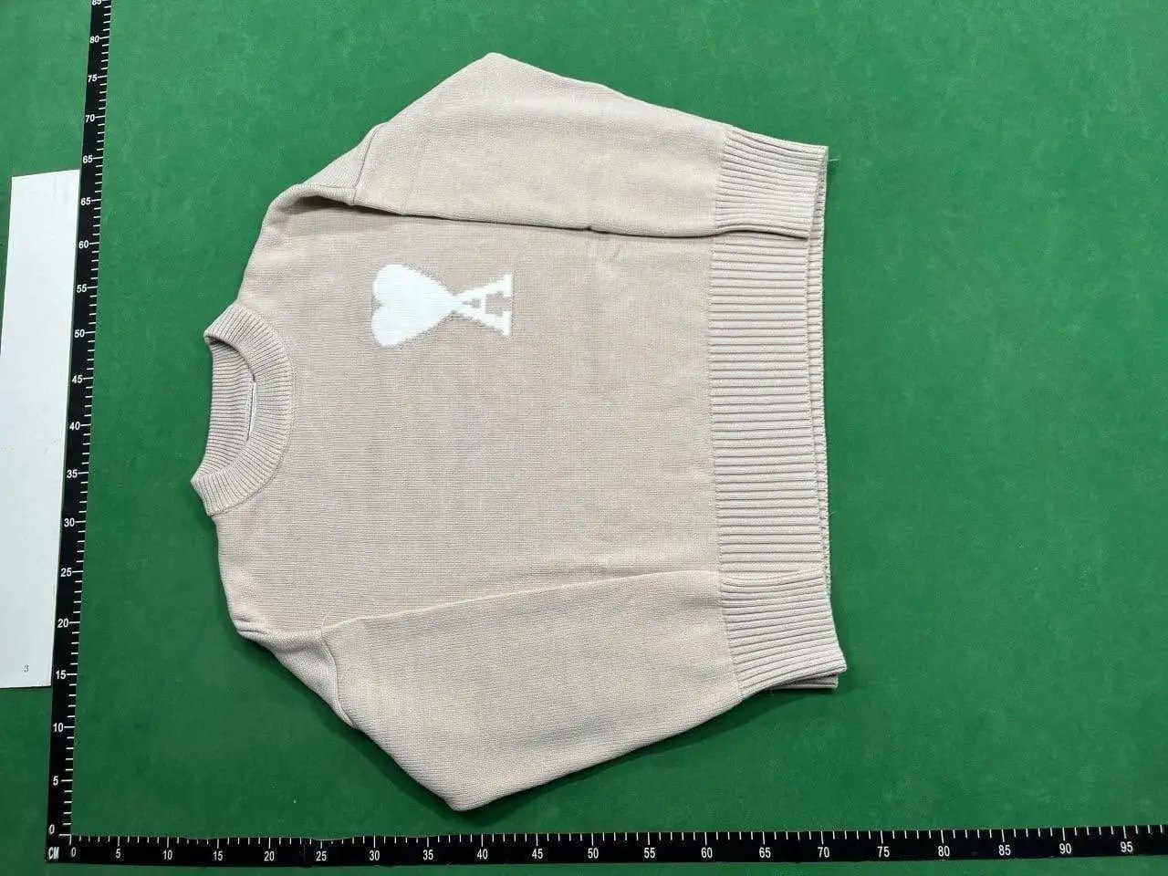 AMI Khaki Sweater with White Heart