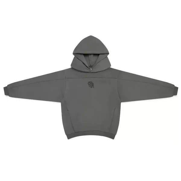 Design Embroidered Logo Hoodie Charcoal Gray Hoodie - 12