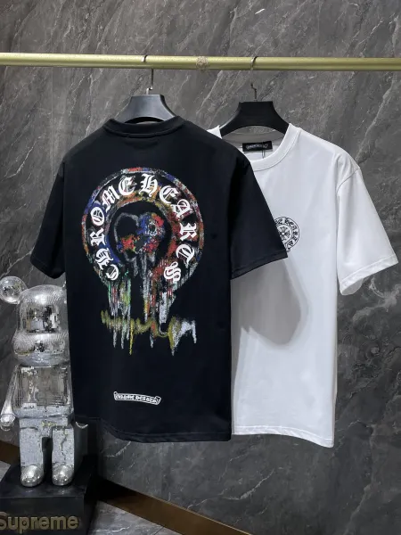 Chrome Hearts Skull Circle Print T-Shirt Black and White - 1