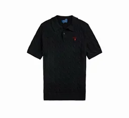 thumbnail for Ant Made - Independent Pony Mark Embroidered Large Cable Knit Polo Shirt Short Sleeve (Four Colors) Unisex