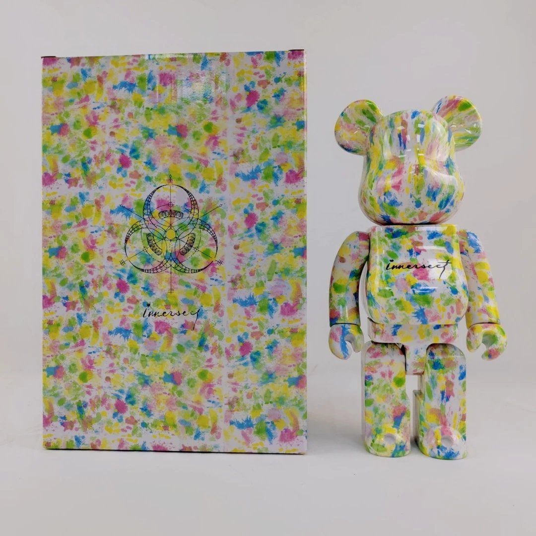 正确版彩盒Bearbrick 400%28CM碎花积木熊