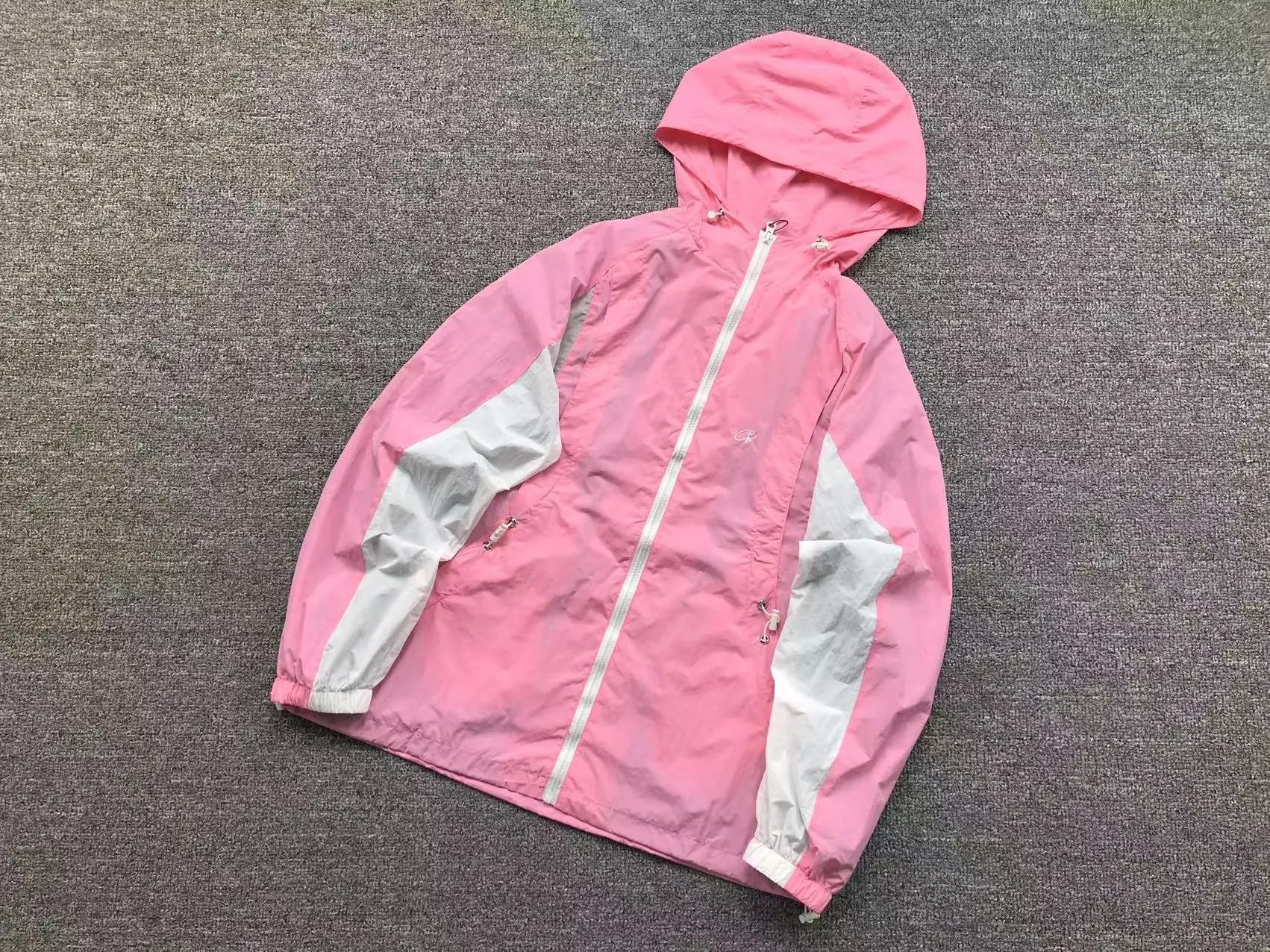 Unidentified Windbreaker Jacket Pink with White Panels