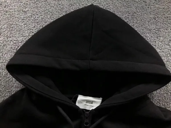 Ami Paris Ami de Coeur Zip-Up Hoodie Black - 9