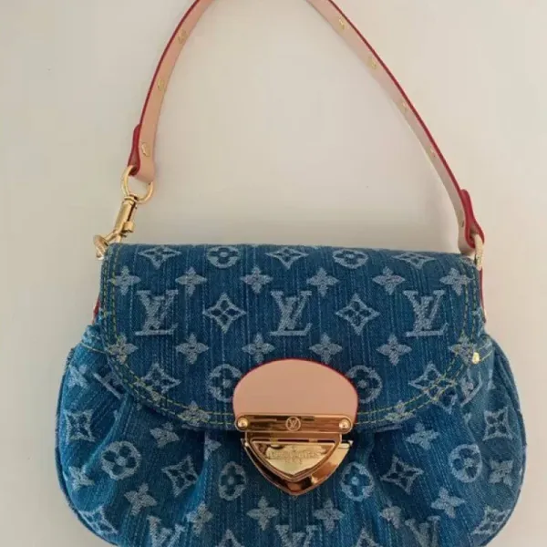 Louis Vuitton Monogram Denim Pochette Accessories in Blue with Rose Gold Hardware Shoulder Bags - 1