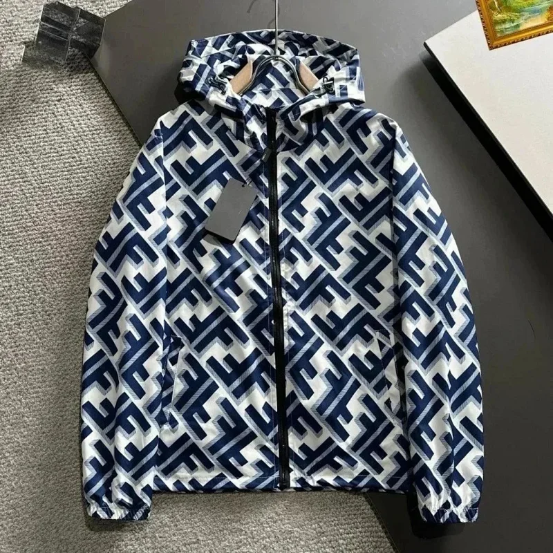 F连帽外套 蓝白