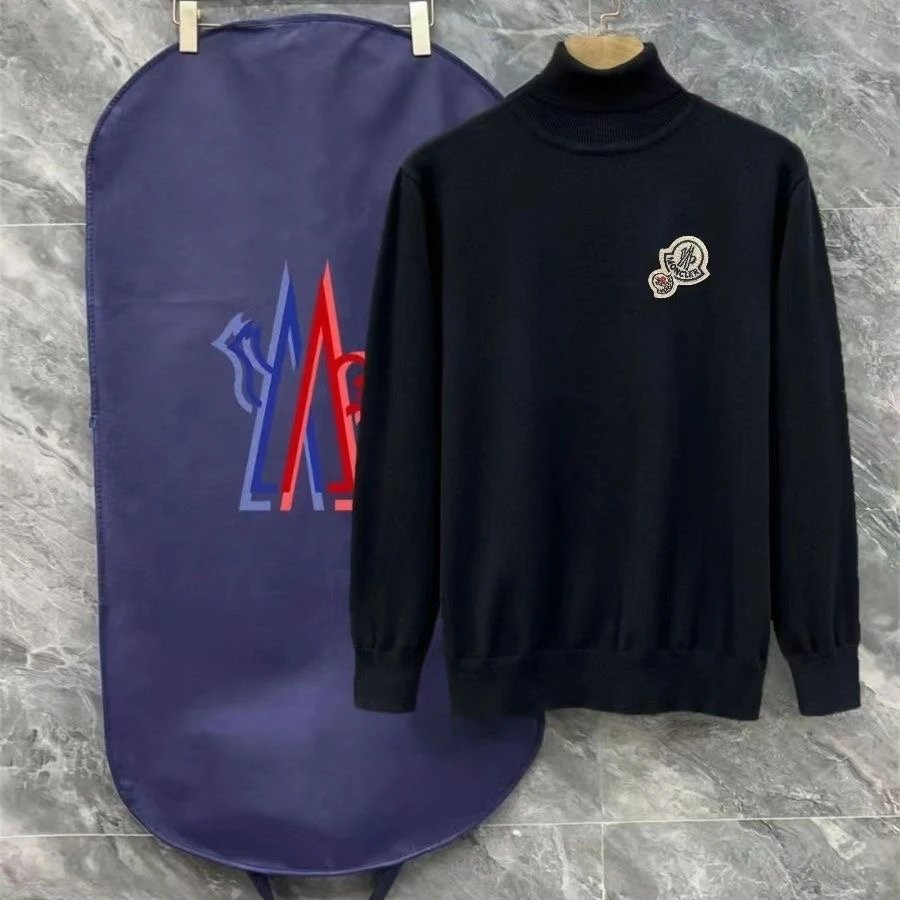 M蒙两标高领毛衣黑