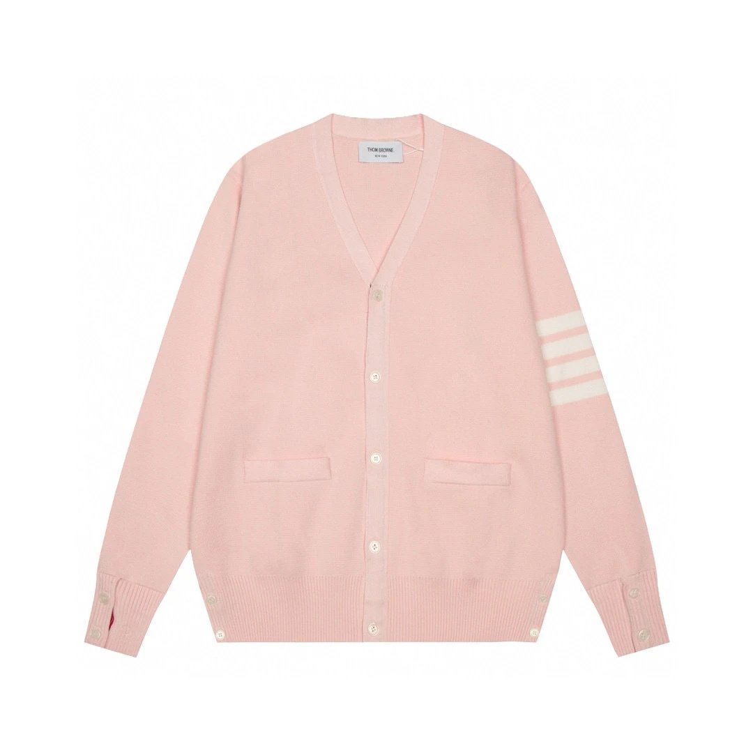 Thom Browne Knitwear V-neck four-bar stripe button cardigan image 7