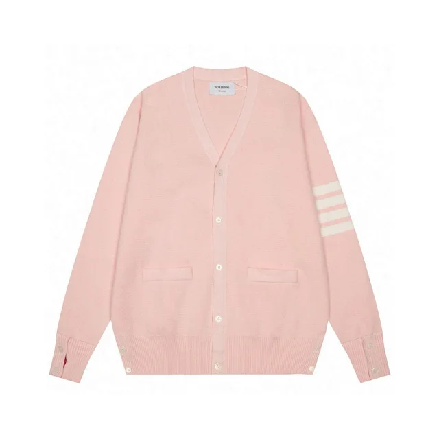 Thom Browne Knitwear V-neck four-bar stripe button cardigan product detail image 7