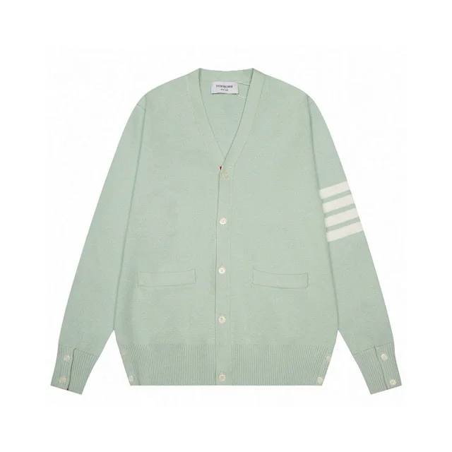 Thom Browne Knitwear V-neck four-bar stripe button cardigan product detail image 5