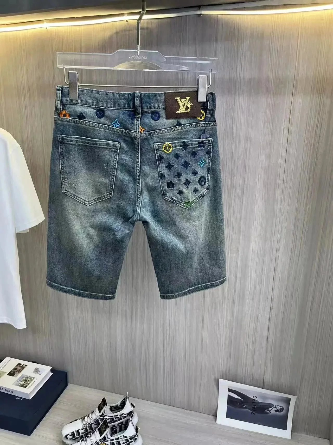 Louis Vuitton Matching Sets Denim set with embossed monogram panels — Shorts 3