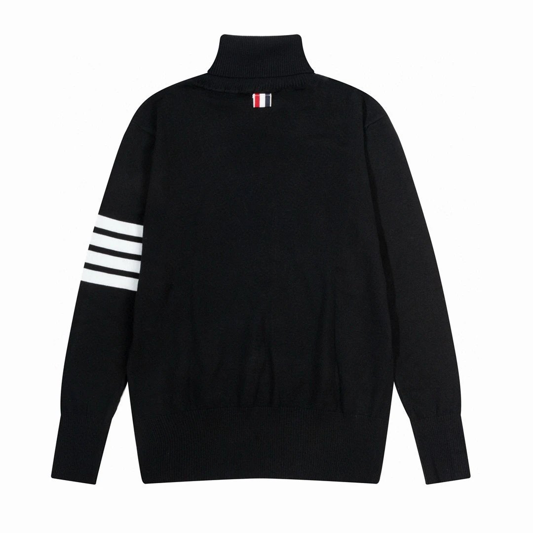 Thom Browne Knitwear V-neck four-bar stripe button cardigan — 24