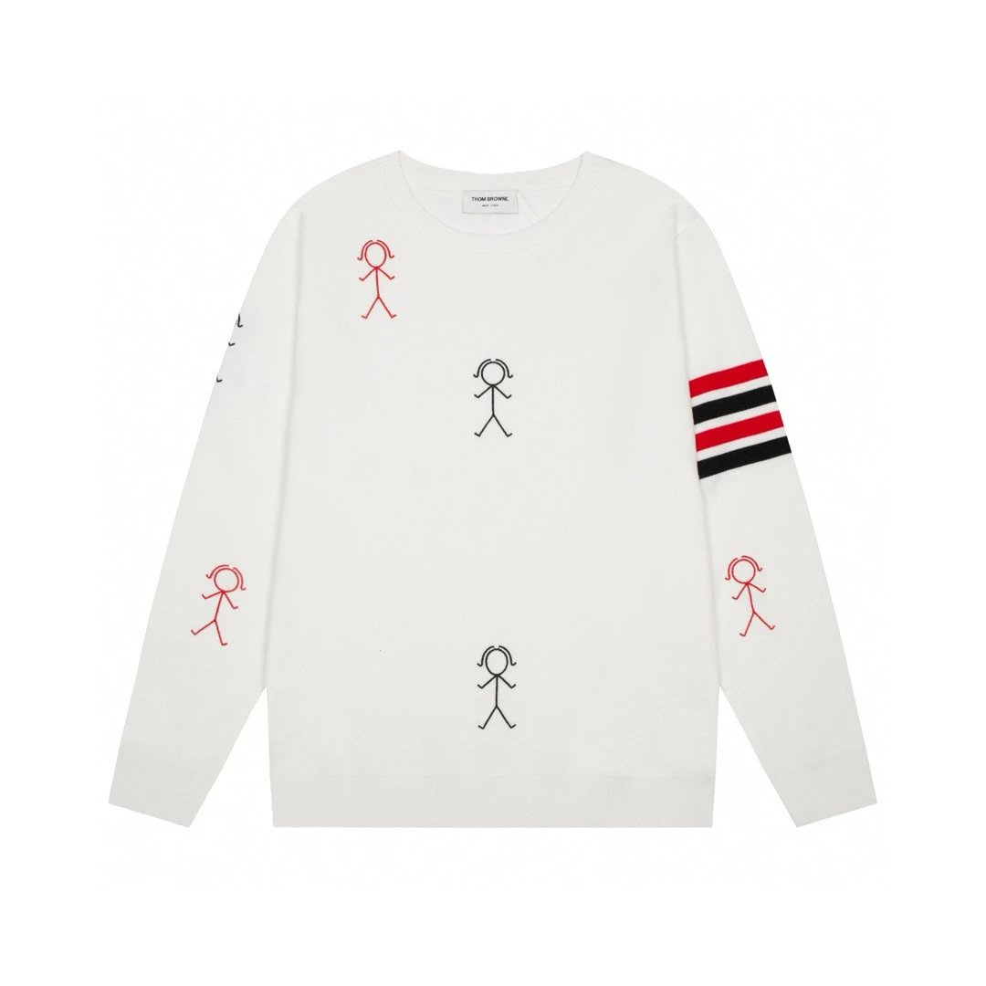 Thom Browne Knitwear V-neck four-bar stripe button cardigan — 25