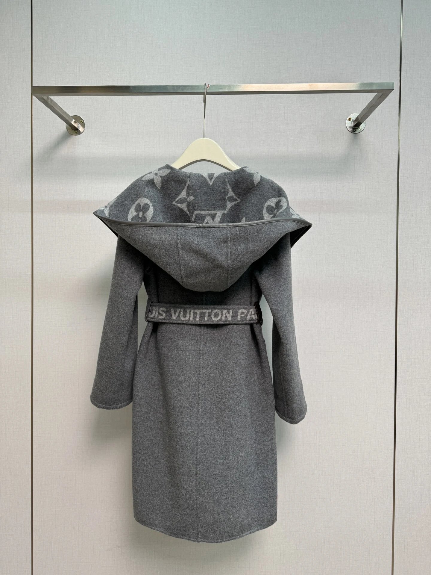 Louis Vuitton Monogram Hooded Wool Coat Black Navy Gray Beige Classic
