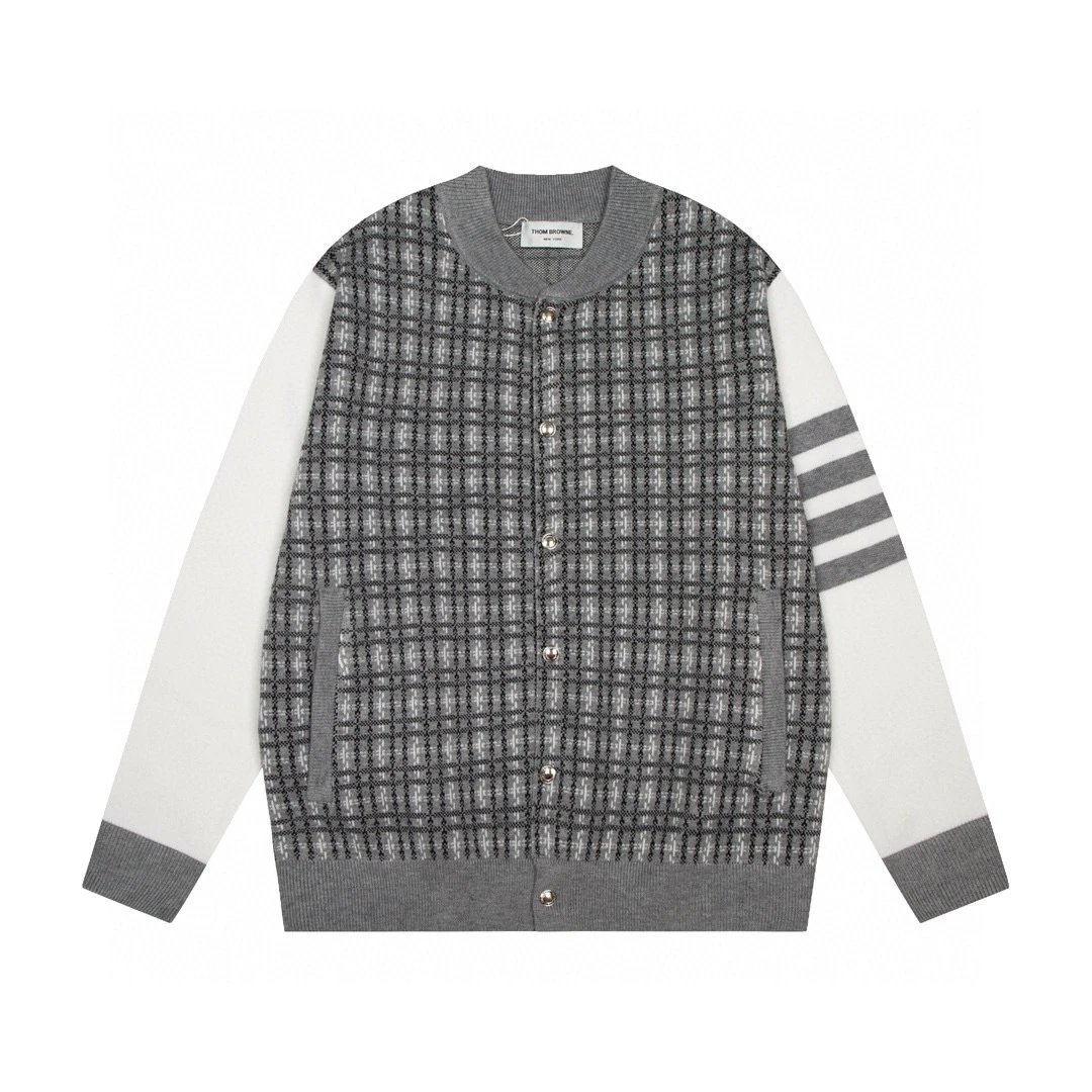 Thom Browne Knitwear V-neck four-bar stripe button cardigan image 9