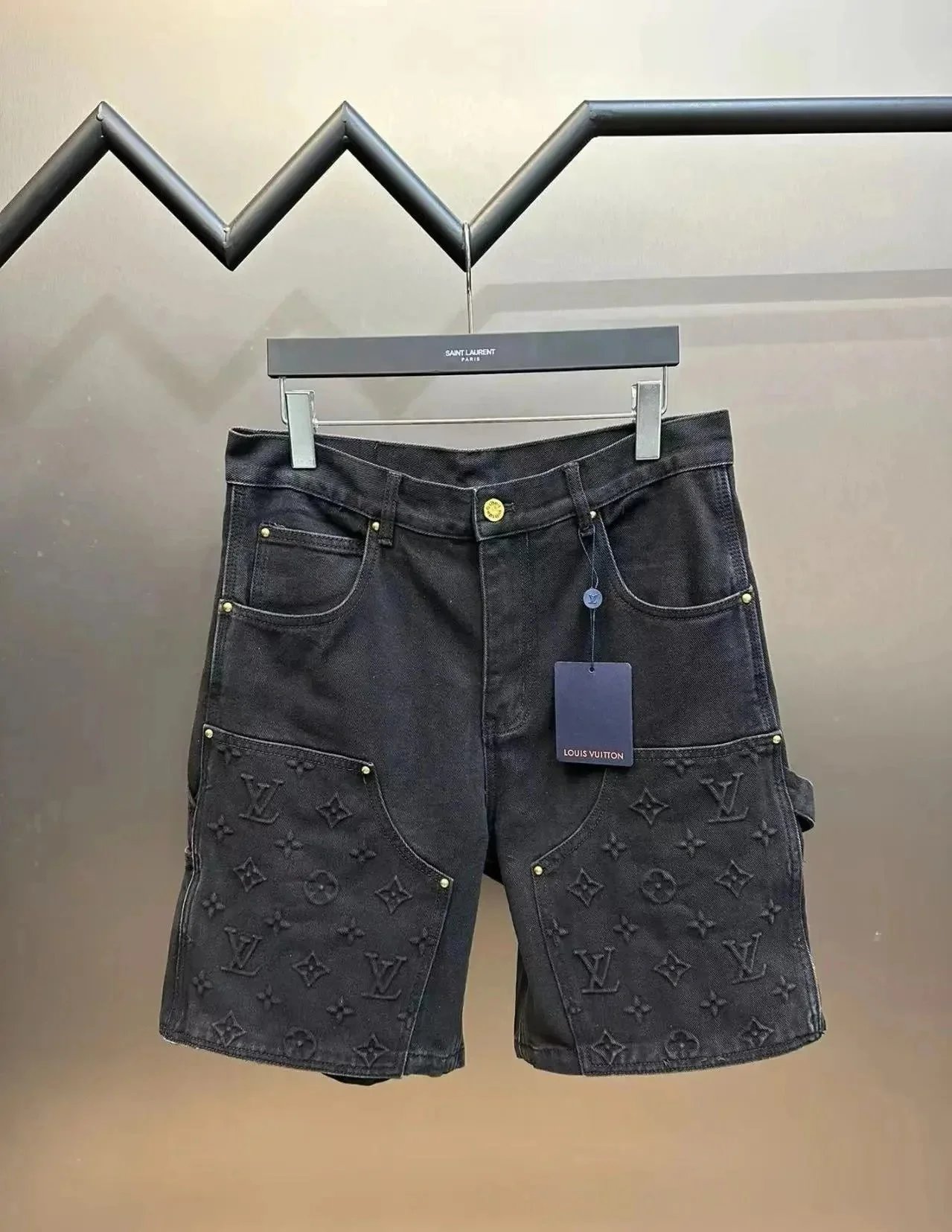 Louis Vuitton Matching Sets Denim set with embossed monogram panels — Shorts 2