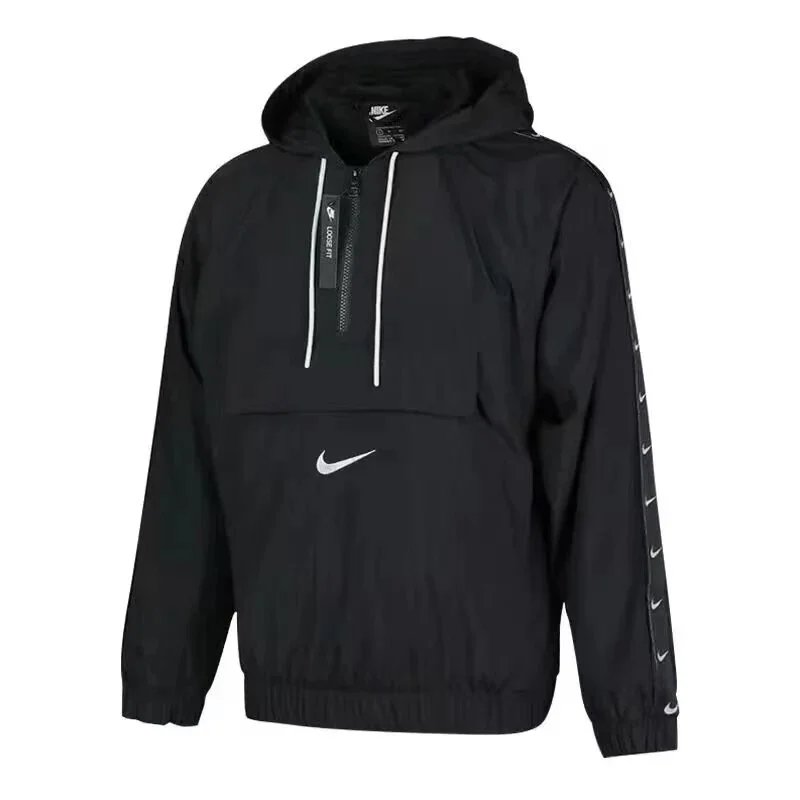 Nike Matching Sets Three-Piece Sportswear Set with Hooded Jacket, T-Shirt and Shorts — Multi-button coat