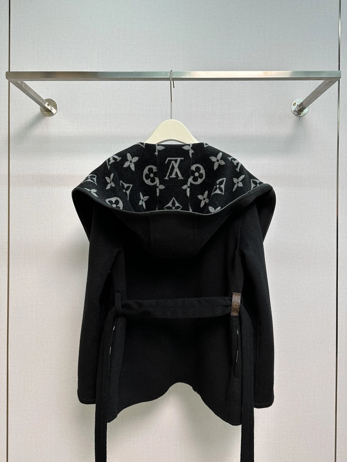 Louis Vuitton Monogram Hooded Wool Coat Black Navy Gray Beige Classic