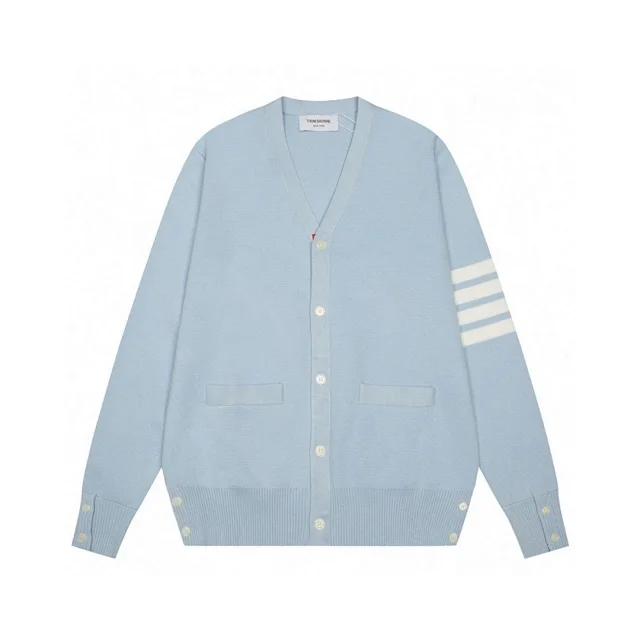 Thom Browne Knitwear V-neck four-bar stripe button cardigan product detail image 6