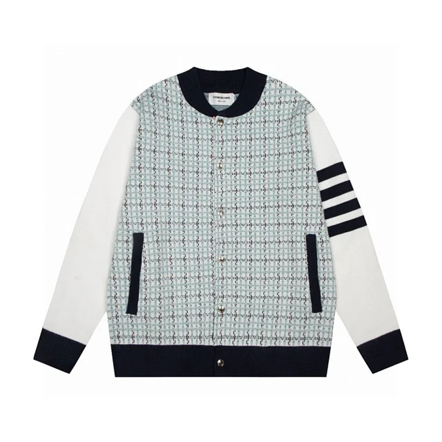 Thom Browne Knitwear V-neck four-bar stripe button cardigan product detail image 8