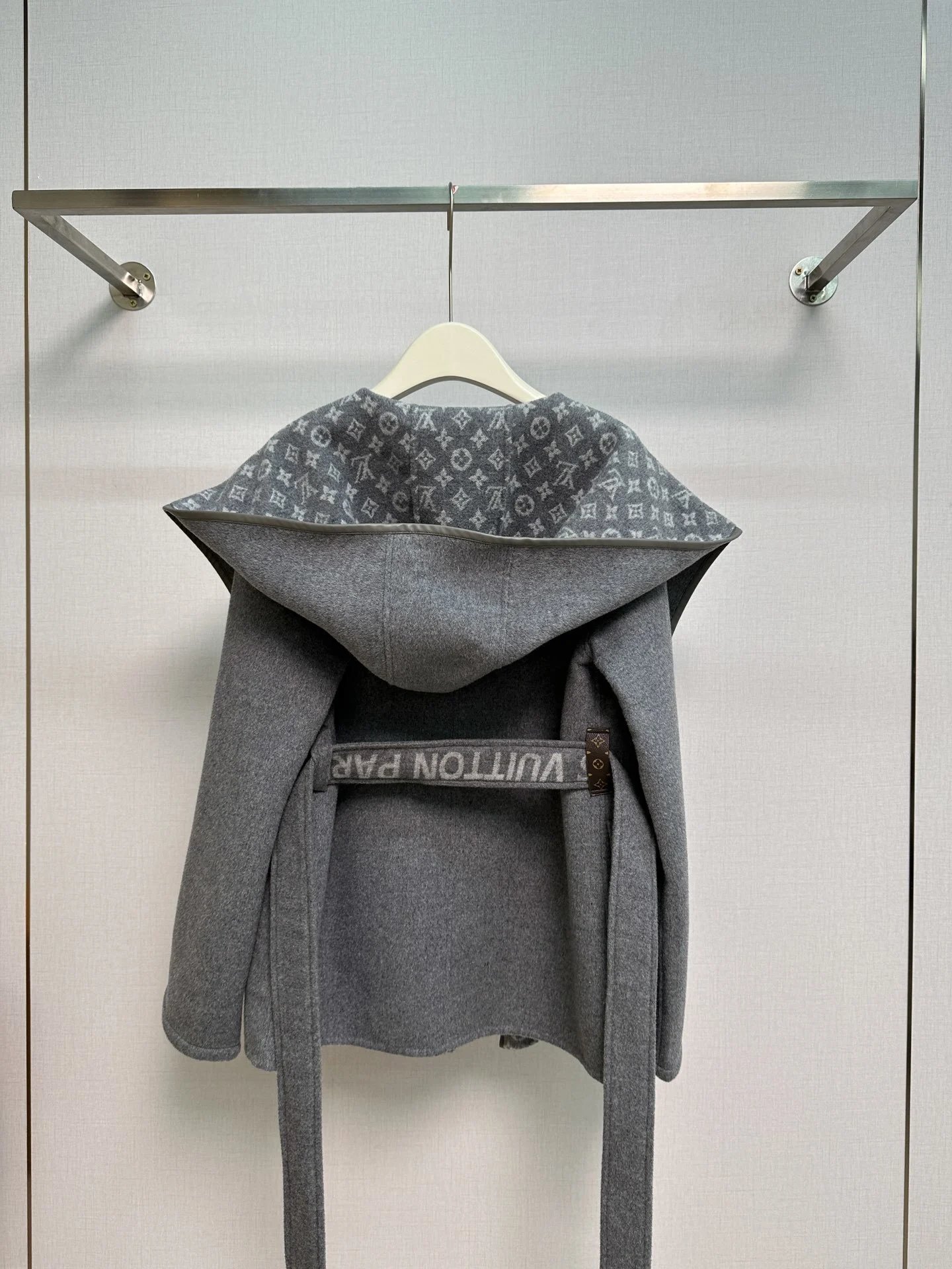 Louis Vuitton Monogram Hooded Wool Coat Black Navy Gray Beige Classic