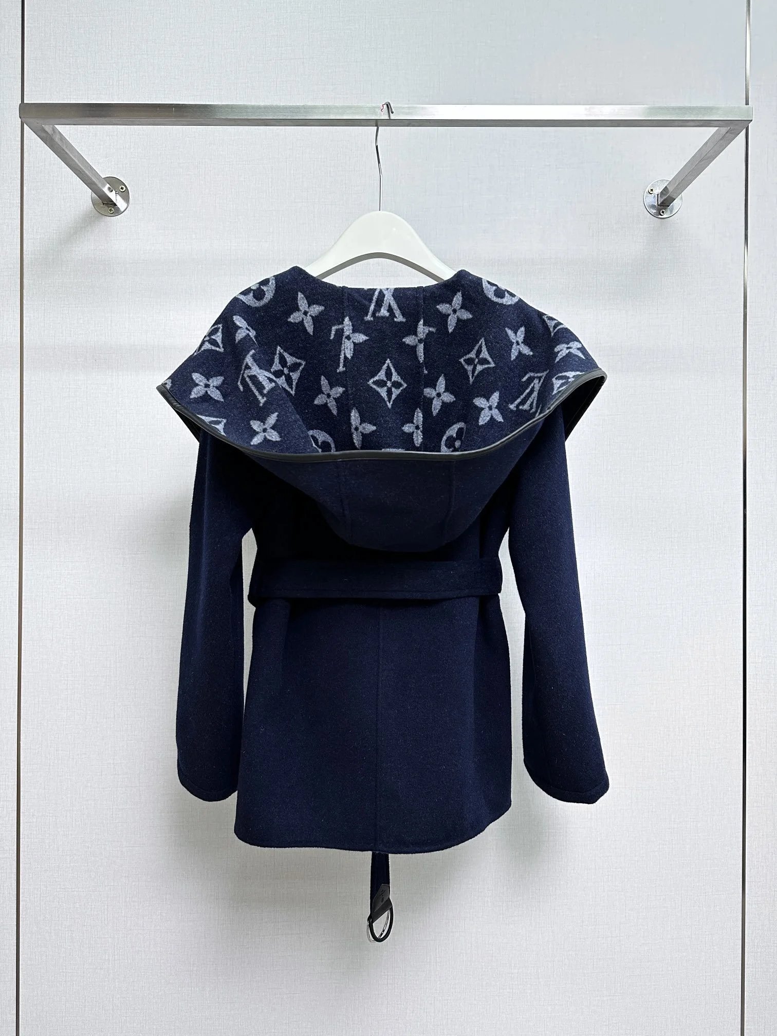 Louis Vuitton Monogram Hooded Wool Coat Black Navy Gray Beige Classic