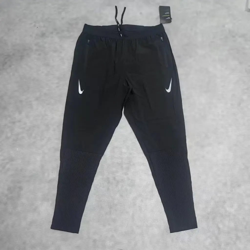 Black double white hook and loop sports pants