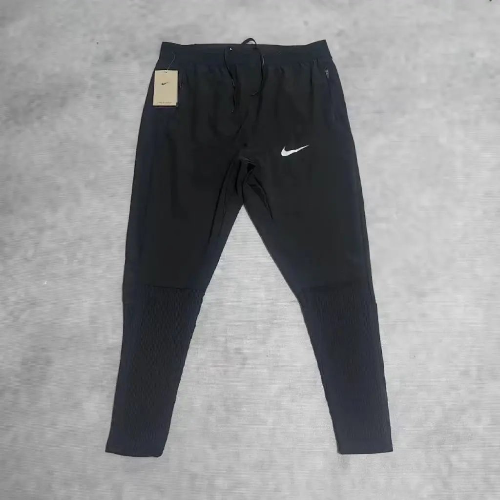 Black single white hook sports pants