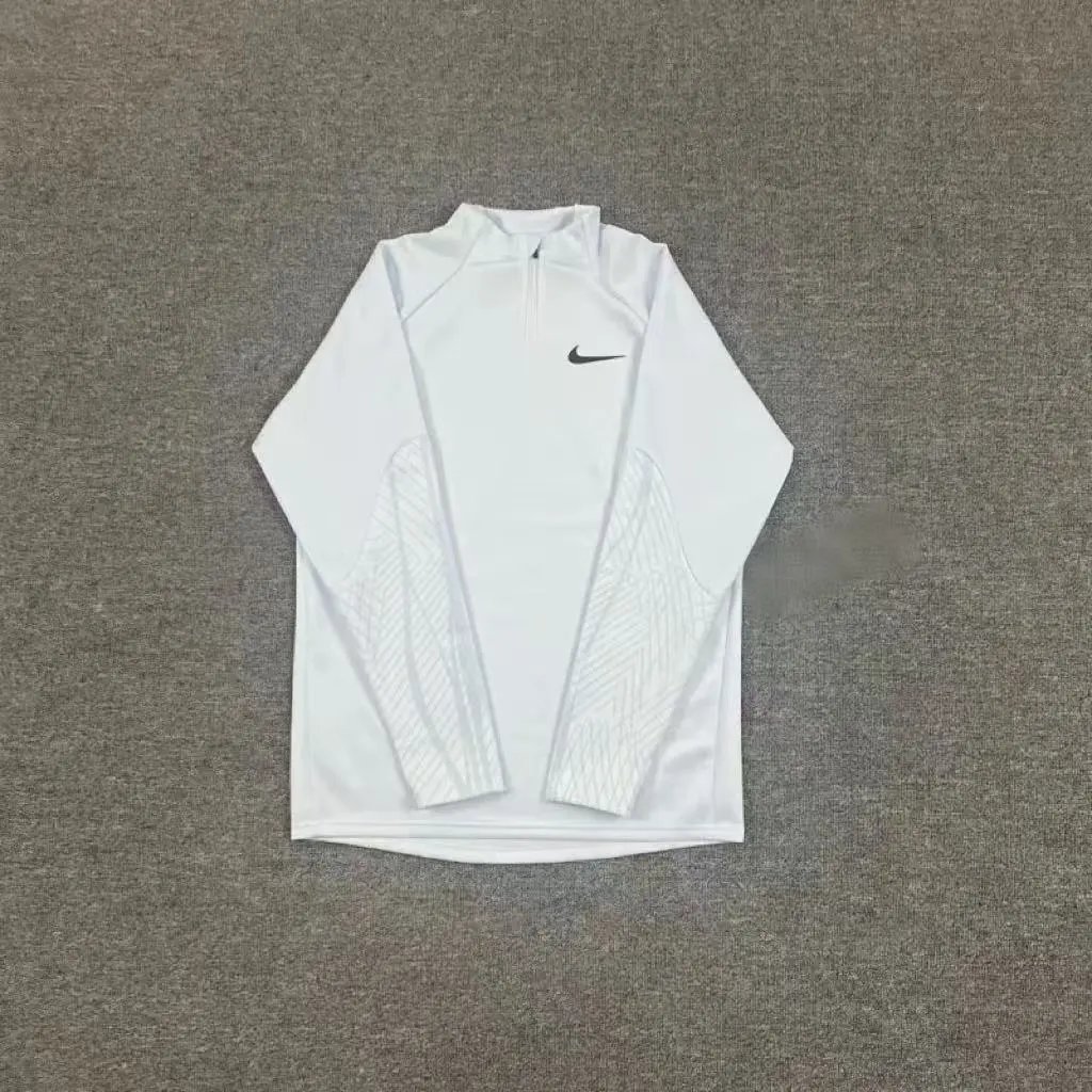 White half zip long sleeved shirt