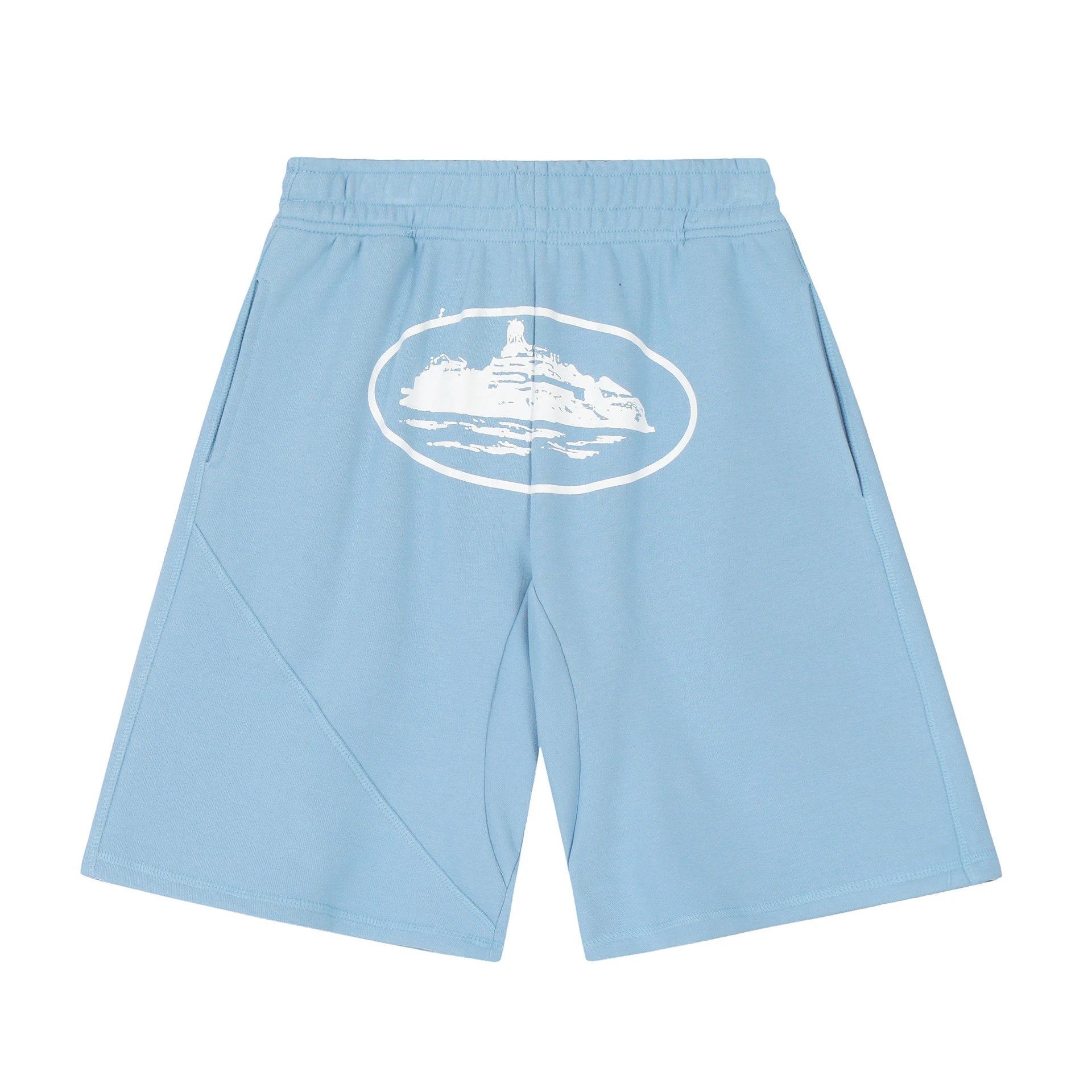 Corteiz Shorts Alcatraz logo print — 809 Sky Blue