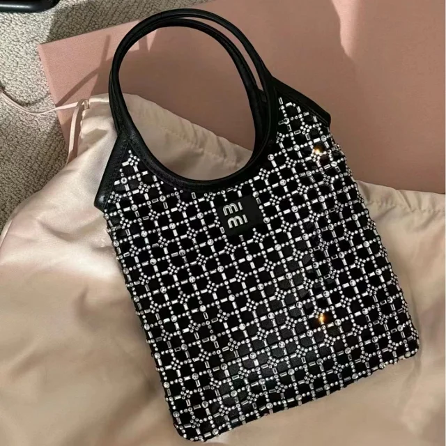 Miu Handbags Crystal-embellished top-handle tote product detail image 4