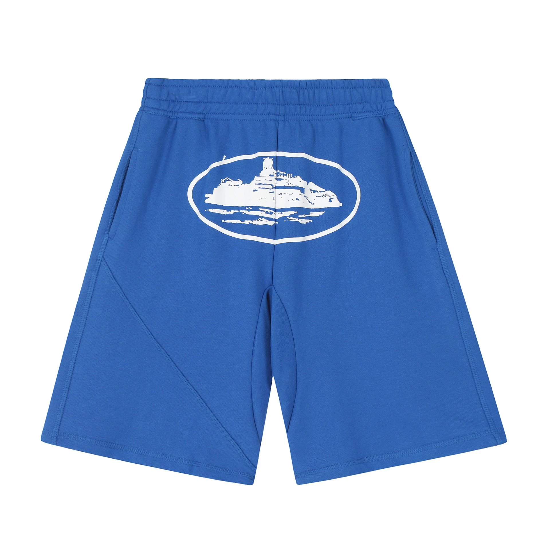Corteiz Shorts Alcatraz logo print — 809 Colorful blue