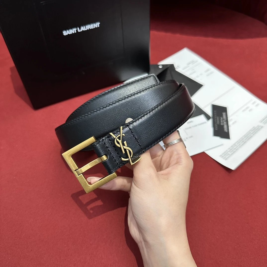 Saint Laurent Belts YSL Monogram Buckle Leather Belt image 2