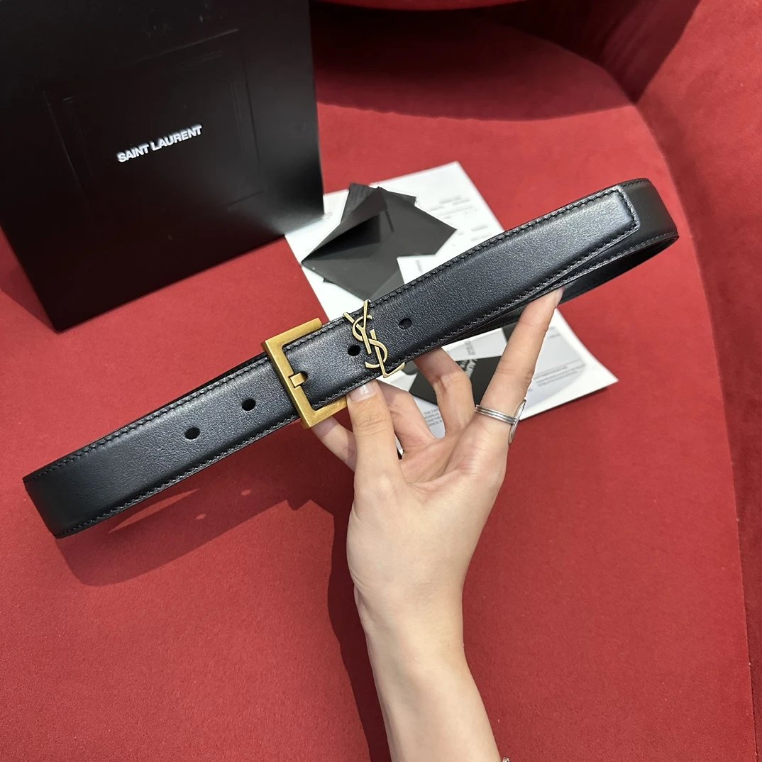 Saint Laurent Belts YSL Monogram Buckle Leather Belt image 3