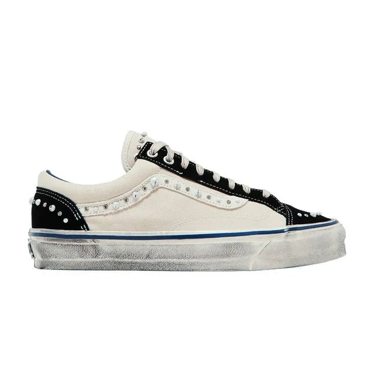 Unbranded Sneakers Low-Top Canvas Pearl-Embellished Distressed — Black and white