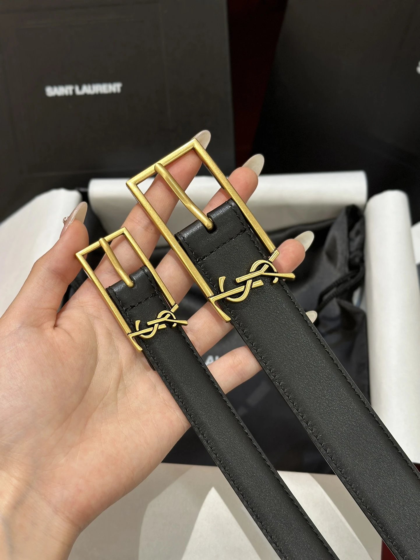 Saint Laurent Belts YSL Monogram Buckle Leather Belt image 4