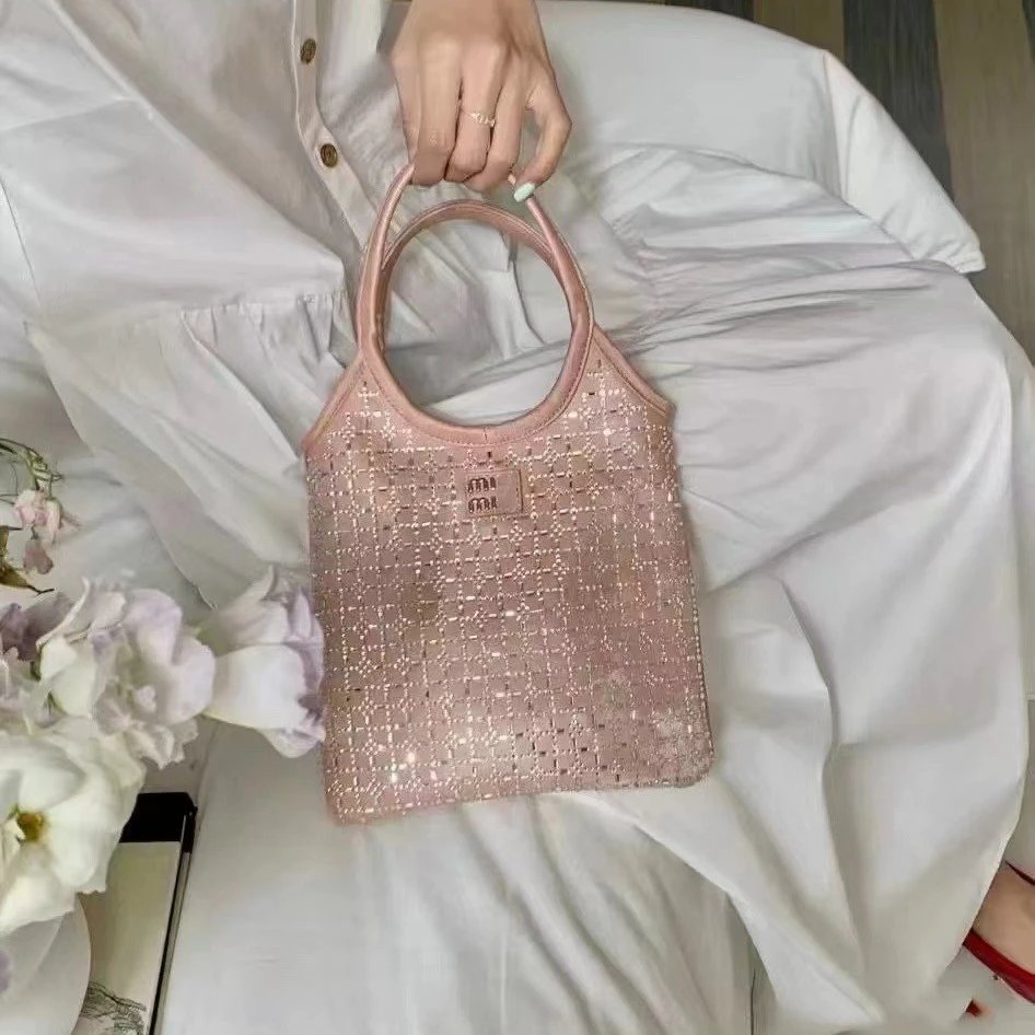 Miu Handbags Crystal-embellished top-handle tote image 2