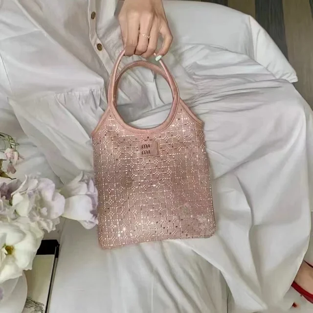Miu Handbags Crystal-embellished top-handle tote product detail image 2