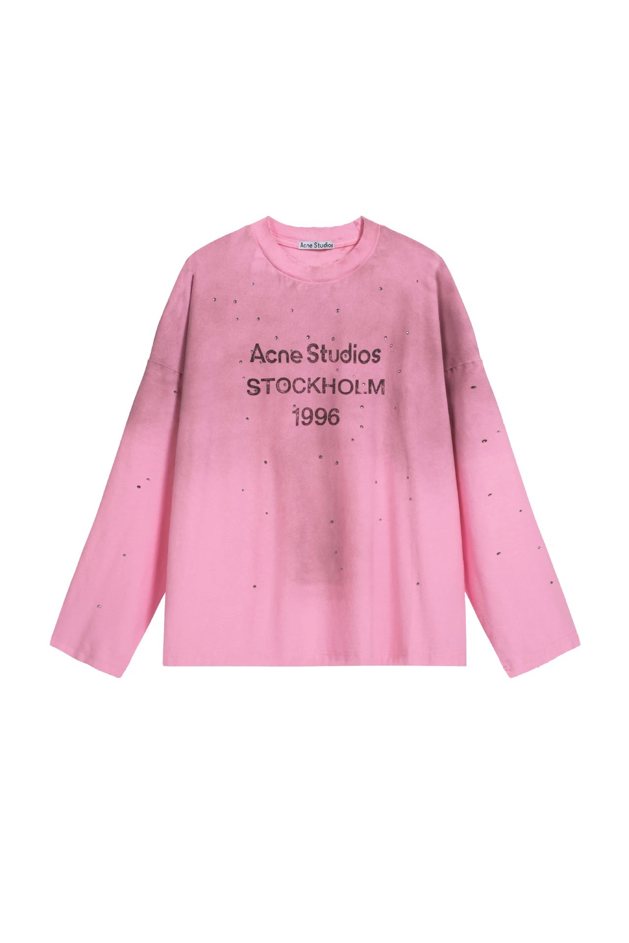 Rhinestone Distressed Pink Long Sleeve